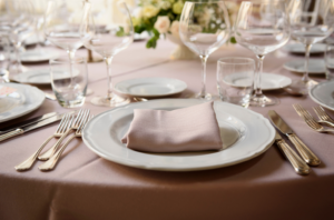 Elegant place setting at dining table